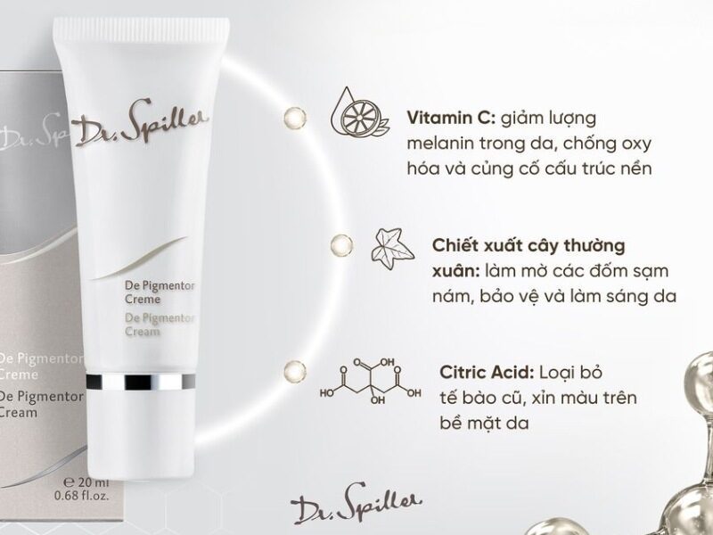 Sản phẩm của Dr-Spiller được điều chế dựa trên các thành phần hoạt tính hỗ trợ ức chế melanin vượt trội đồng thời dưỡng ẩm sâu và tăng cường sức đề kháng cho da.