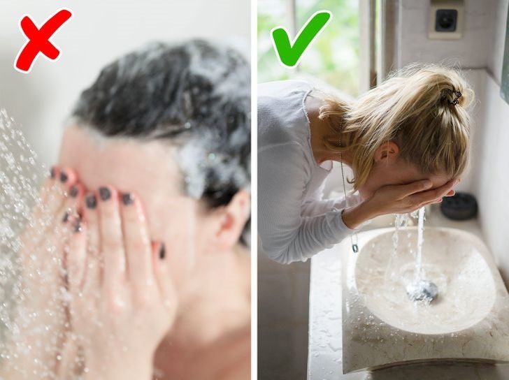 Rửa mặt bằng nước quá nóng là một trong những sai lầm khi chăm sóc da mùa thu