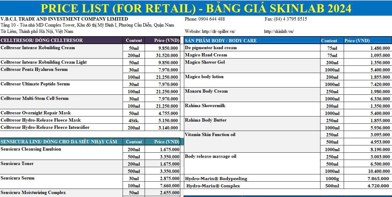 Bảng giá mỹ phẩm spa chuyên dụng đóng vai trò then chốt trong việc quản lý chi phí nguyên liệu của các spa chuyên nghiệp